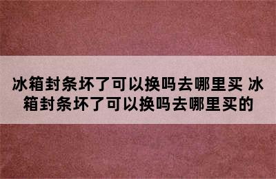 冰箱封条坏了可以换吗去哪里买 冰箱封条坏了可以换吗去哪里买的